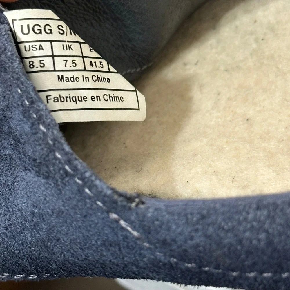 UGG Catton Boat Shoes Mens 8.5 Lined Navy Canvas Suede Moccasin Loafers